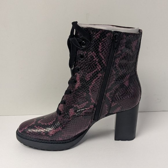 Naturalizer Callie Lace-Up Bootie, Burgundy Snake Leather, Women's - Picture 4 of 6